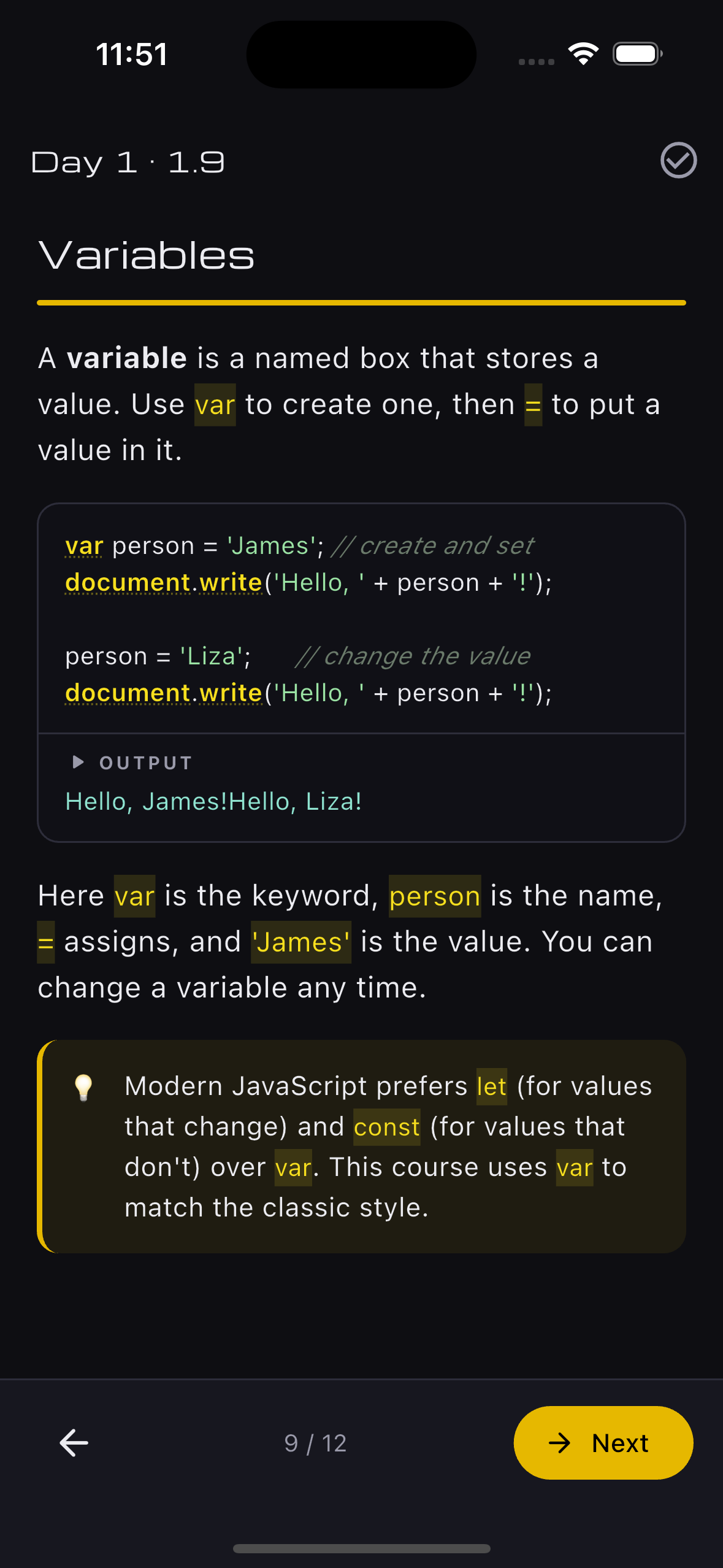 JavaScript in 5 Days — a lesson with code